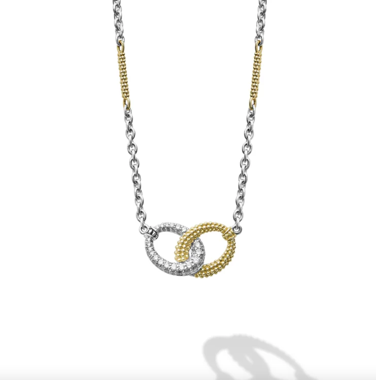 SS/18K Caviar Lux Two-Tone Diamond Link Necklace by LAGOS Main image