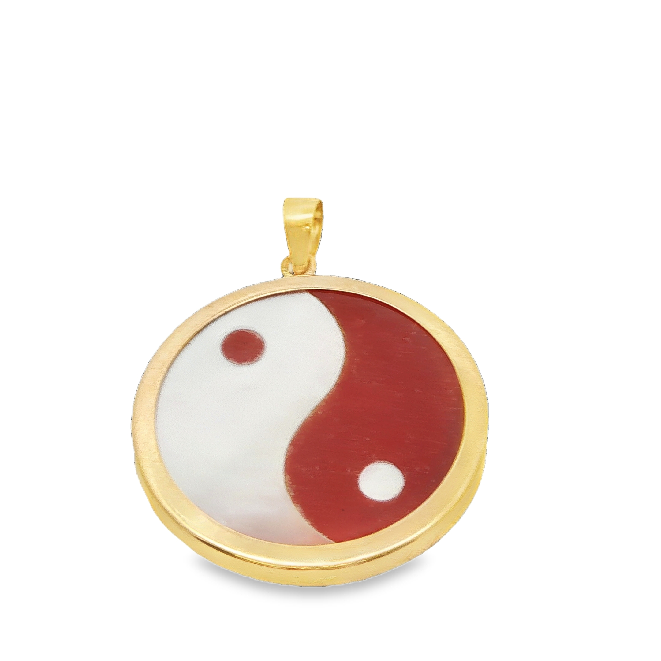 14K YG Carnelian & MOP Yin Yang Pendant