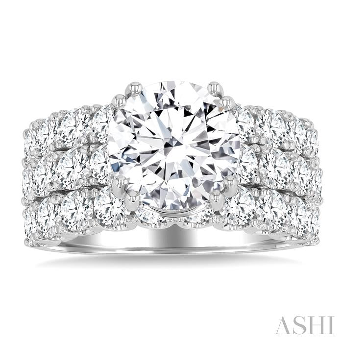 14K WG 3 1/10cttw Diamond Triple Row Shared Prong Semi-Mount