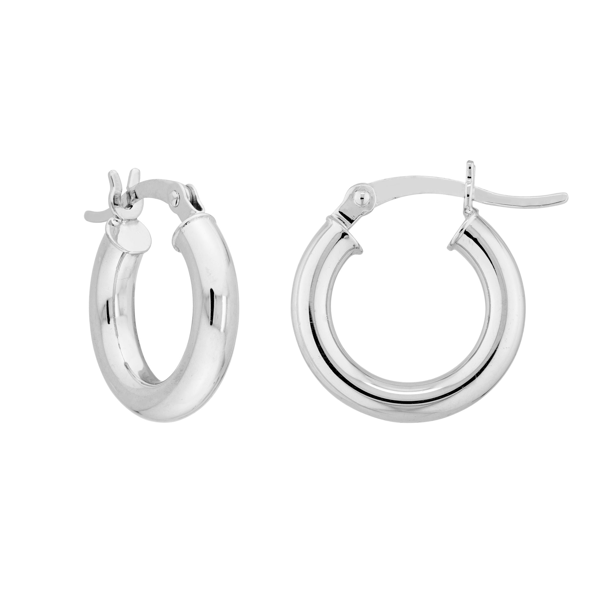 Sterling Silver 3x15 Round Hoop Earrings