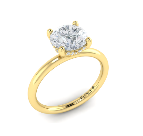 14K YG Solitaire Diamond Hidden Halo Semi-Mount by Vlora