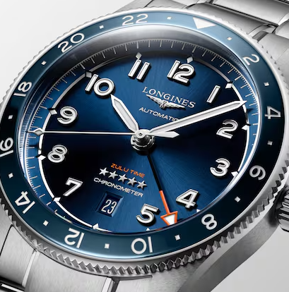 Longines Spirit Zulu Time 42mm GMT Watch with Sunray Blue Dial