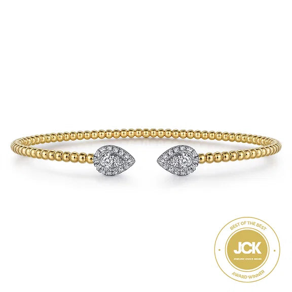 14K W/YG Diamond Pear Shape Open Bujukan Bangle by Gabriel NY