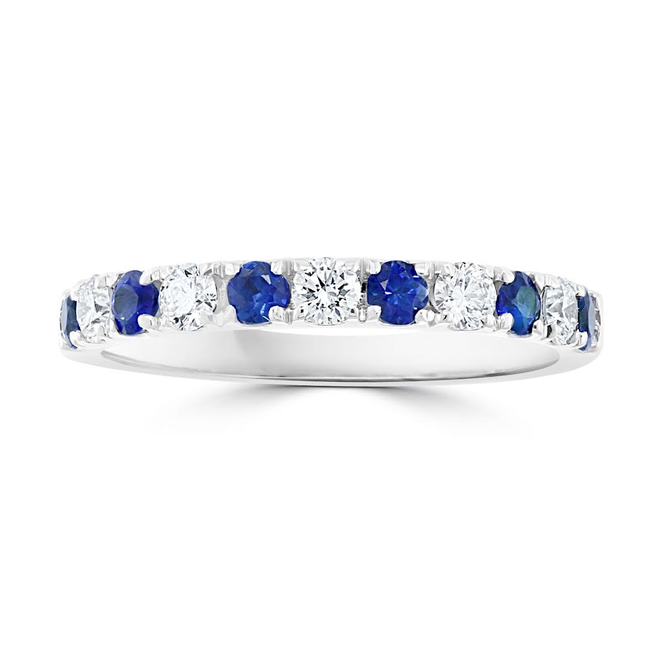 14K WG Round Diamond & Sapphire Alternating Band by David Kord Main image