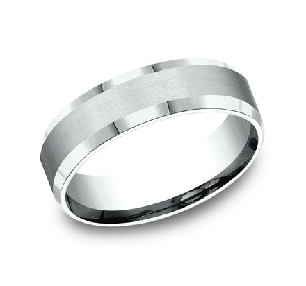 14K WG "The Chancellor" 6mm Polished Bevel Edges w Satin Center by Benchmark Main image