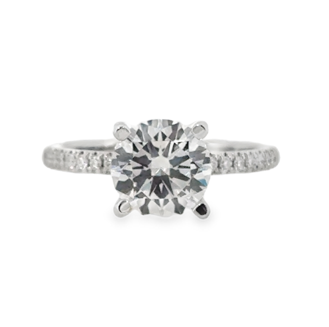 14K White Gold Round Diamond Line Semi-Mount