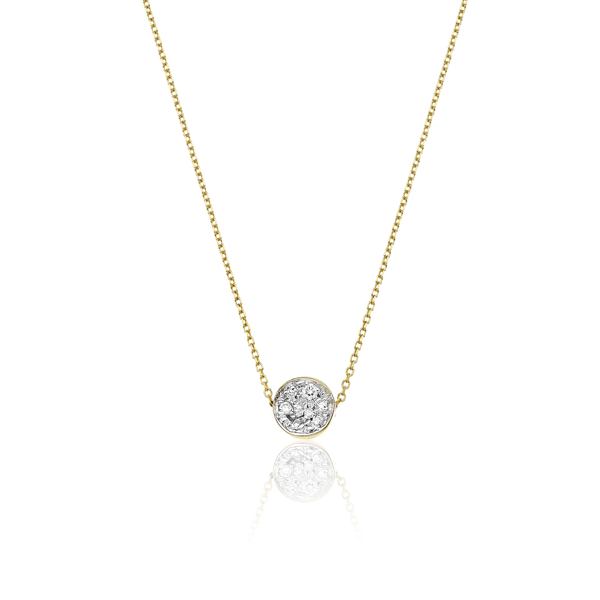 18K YG "Armillas Glow" Diamond Pave Disc Pendant Necklace by Chimento