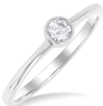 10K WG Petite Round Diamond Bezel Fashion Ring