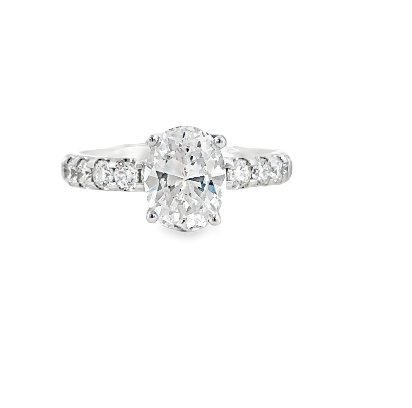 18K White Gold 3/4cttw Diamond Oval Micro U-Prong Semi Mount by Joshua J Main image