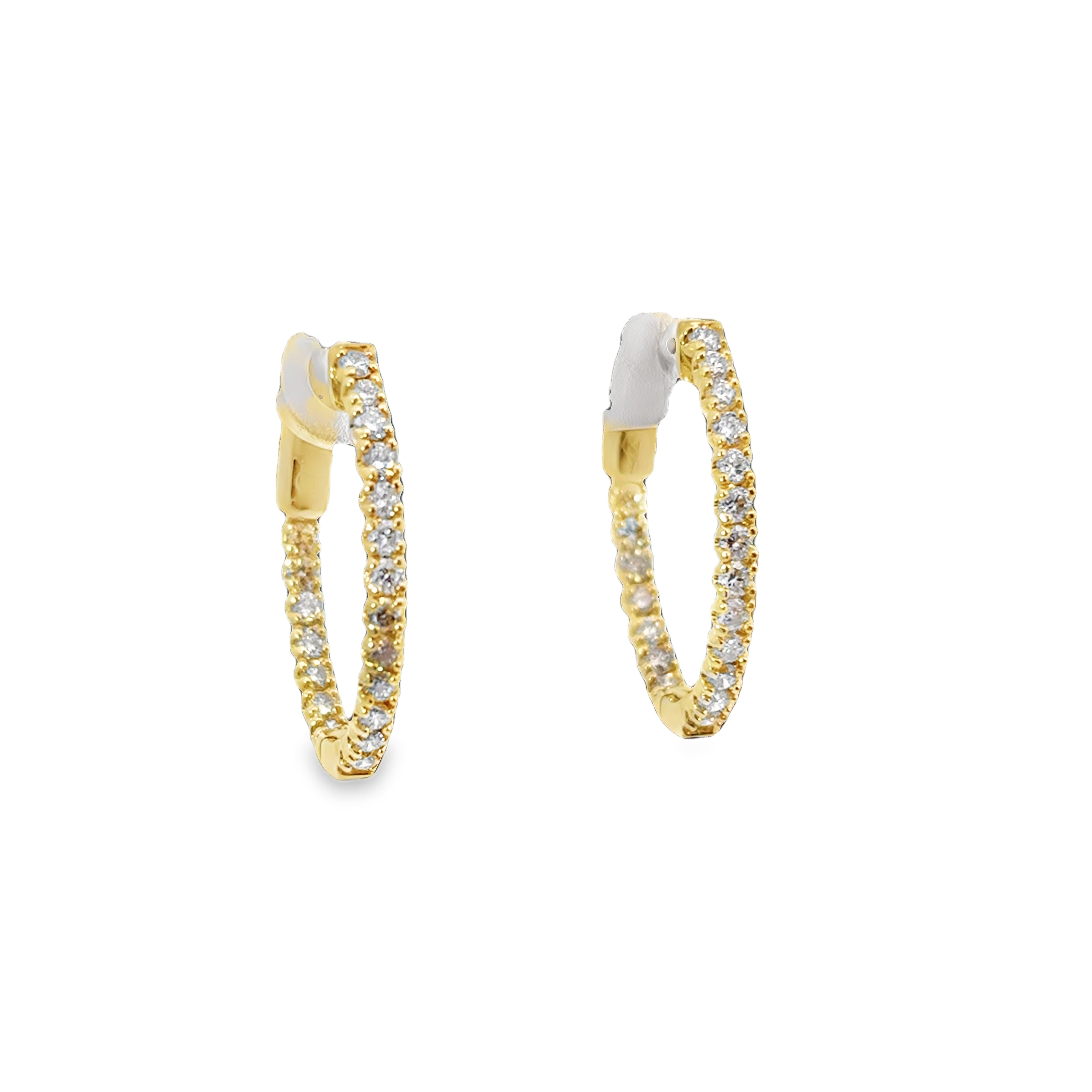 14K YG .75cttw Diamond Oval Inside Out Hoops