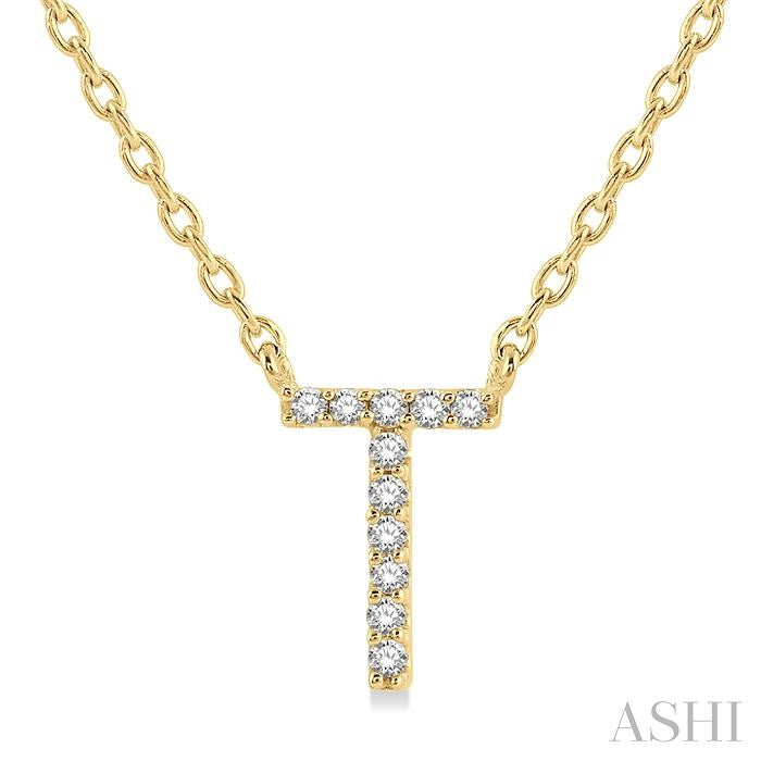 10K YG 1/20cttw Diamond Initial "T" Pendant Necklace Main image