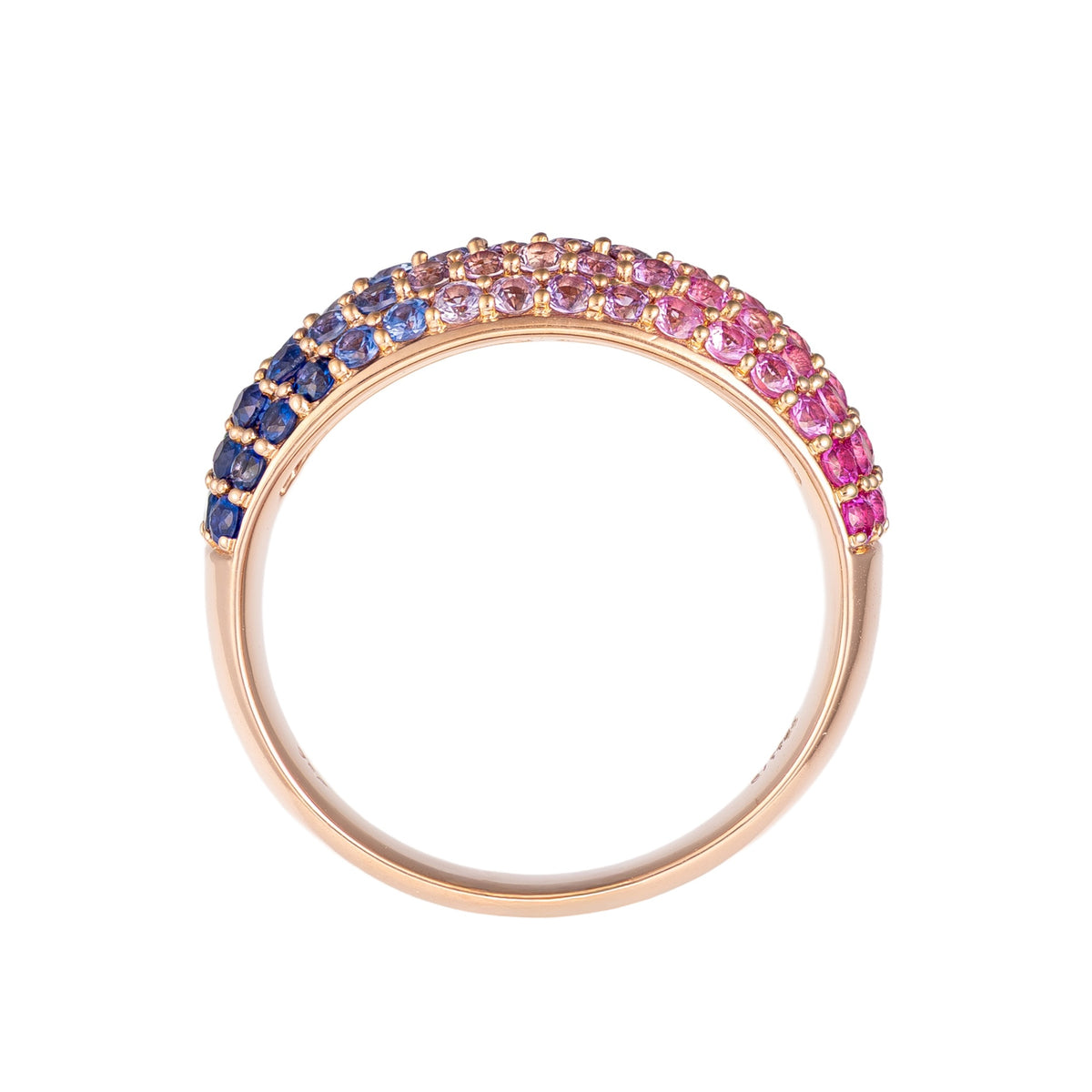 18K Rose Gold Ombre Colored Sapphire Band