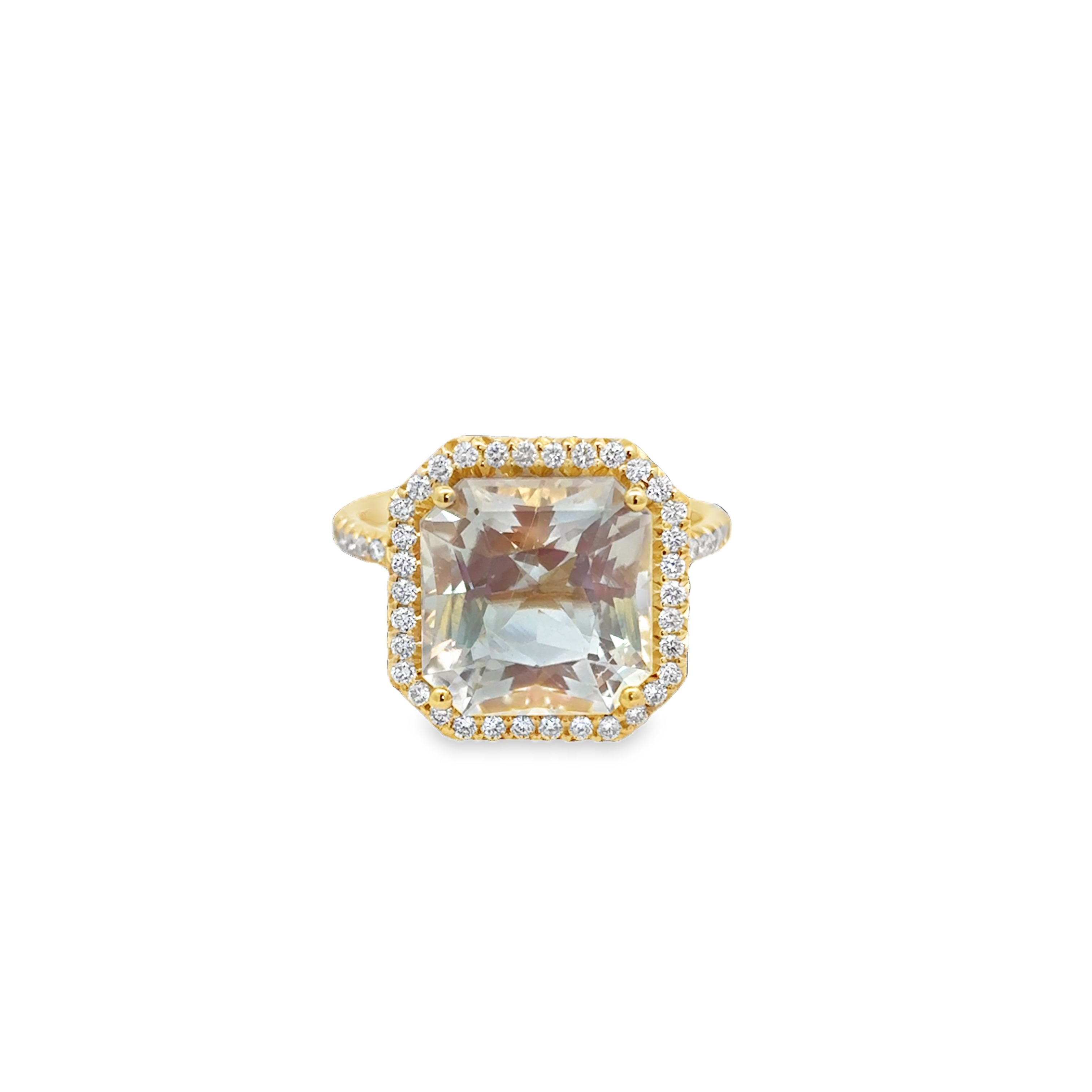 18K YG Emani Moonstone & Diamond Halo Ring by Erica Courtney Main image
