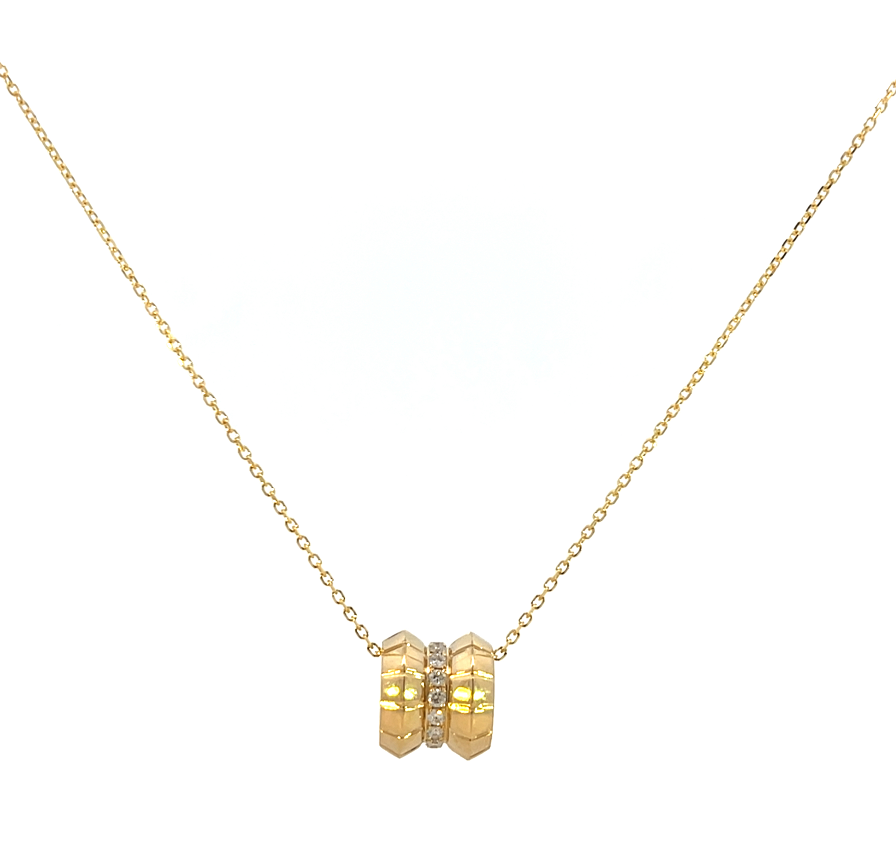 14K Yellow Gold Diamond Rondel Pendant Necklace