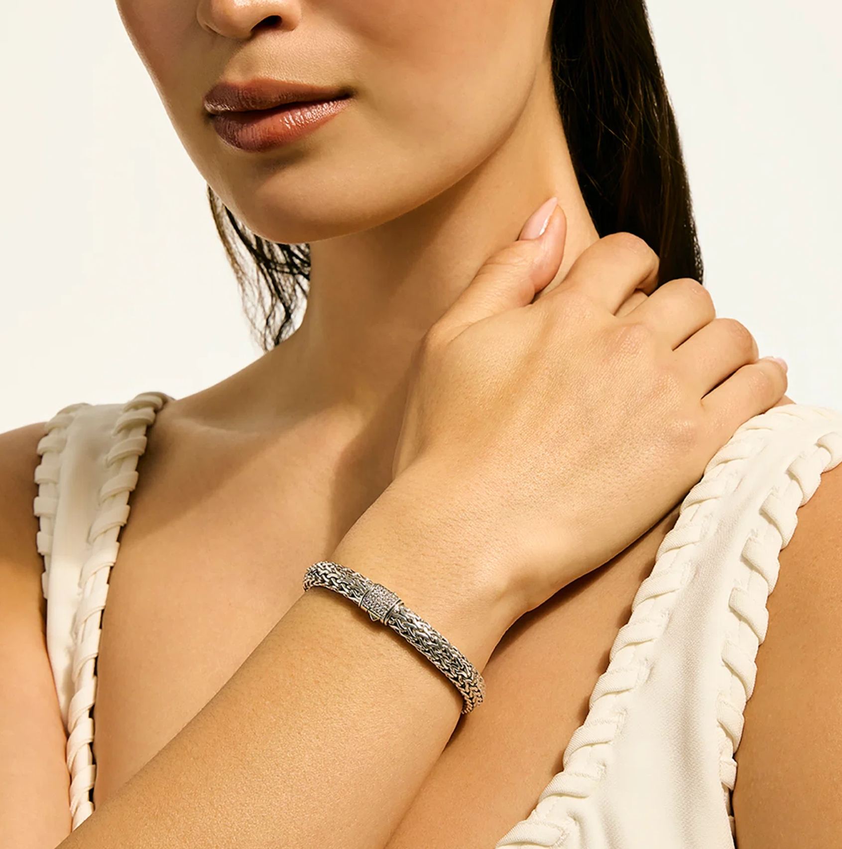 Sterling Silver Icon 6.5mm Bracelet with Diamond Clasp by John Hardy