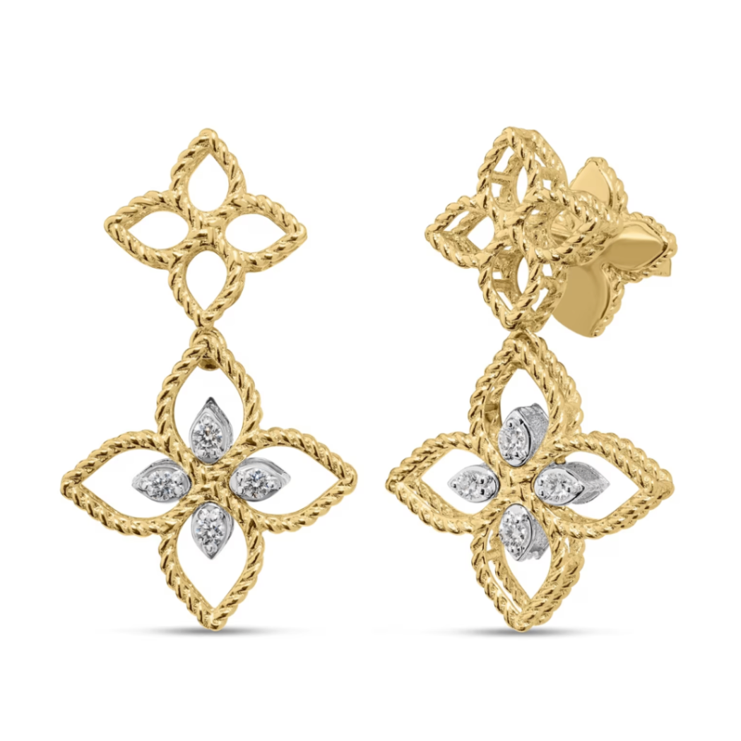 18K Two-Tone Diamond Principessa Drop Earrings by Roberto Coin