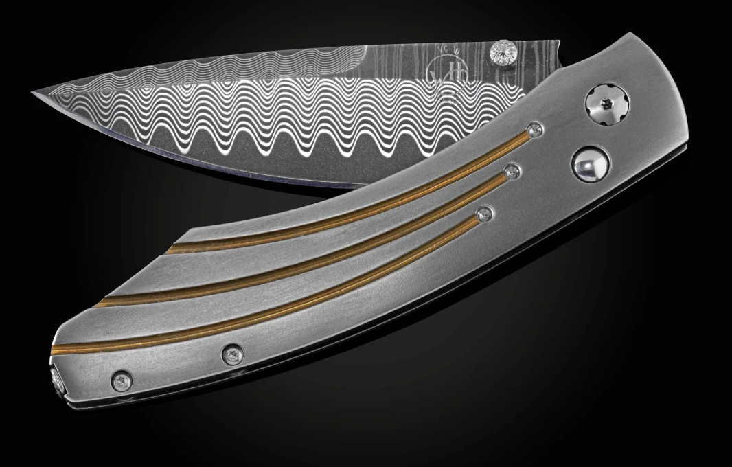 B12 Golden Arch - Titanium Pocketknife with VG-10 Cor Wave Damascus Main image