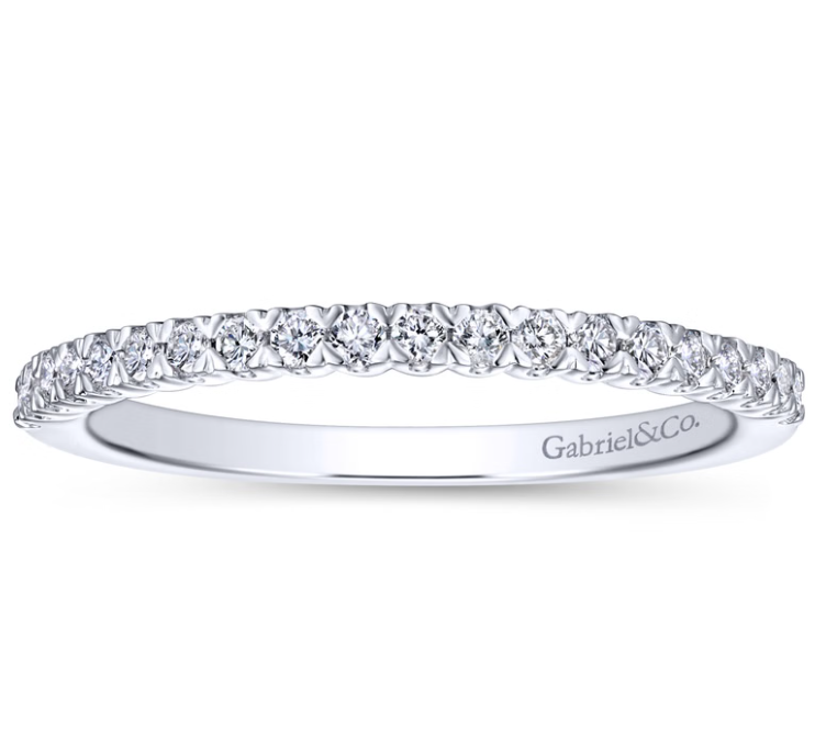 14K White Gold "Vienne" Prong Set Diamond Wedding Band by Gabriel NY Main image