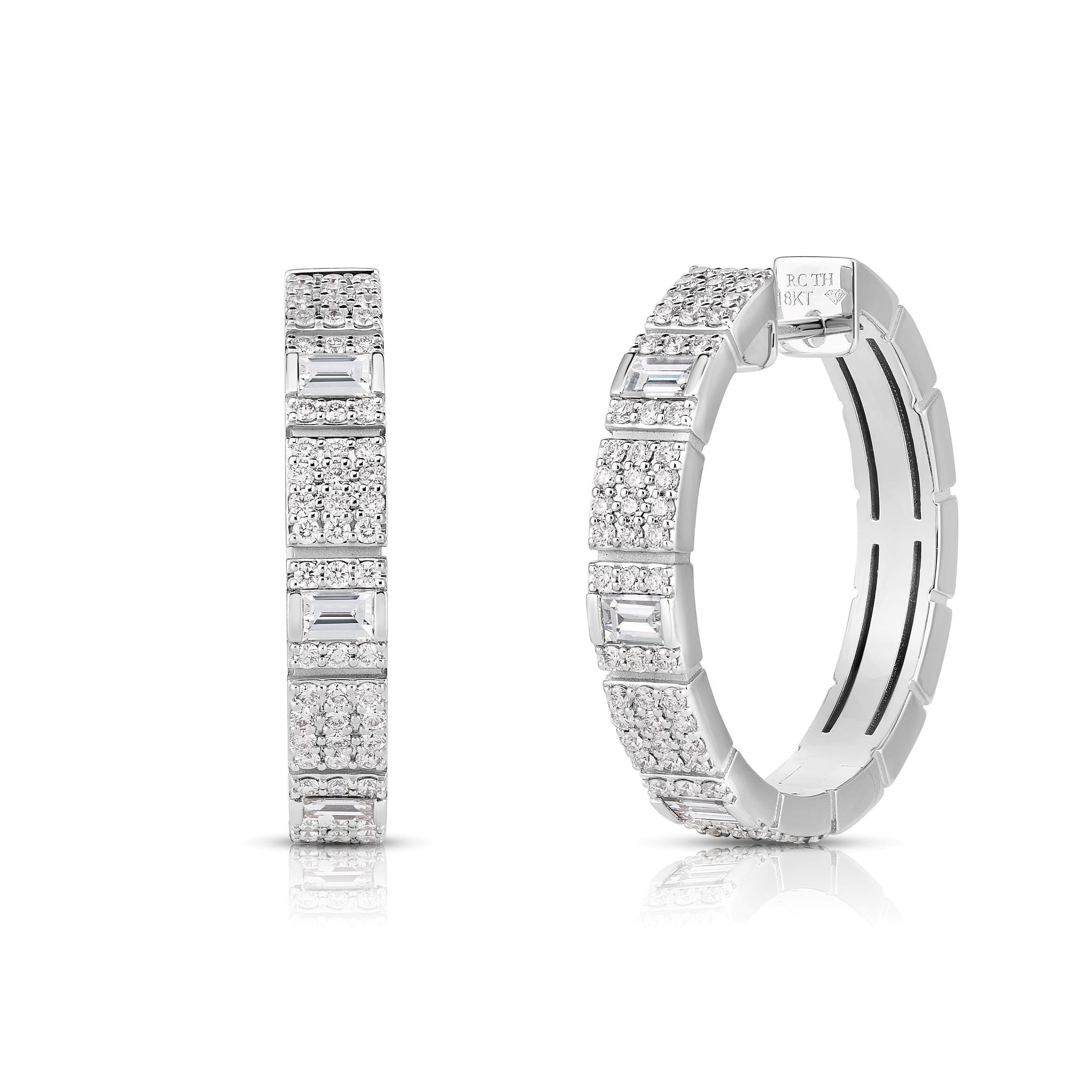 18K Yellow Gold Diamond Obelisco Hoops By Roberto Coin Main image