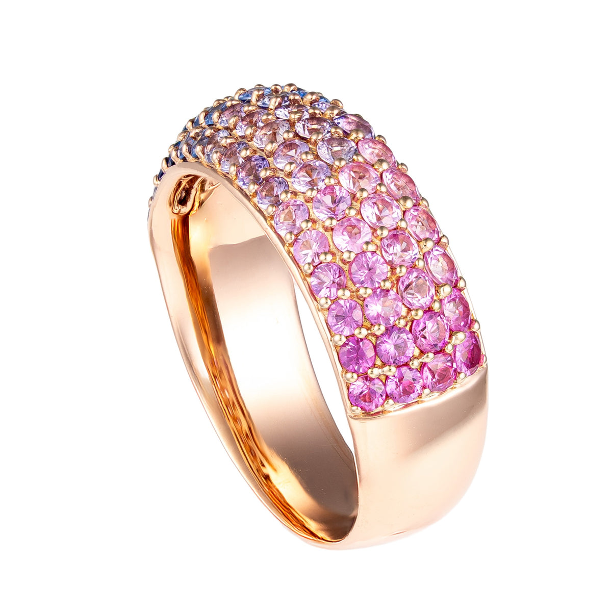18K Rose Gold Ombre Colored Sapphire Band