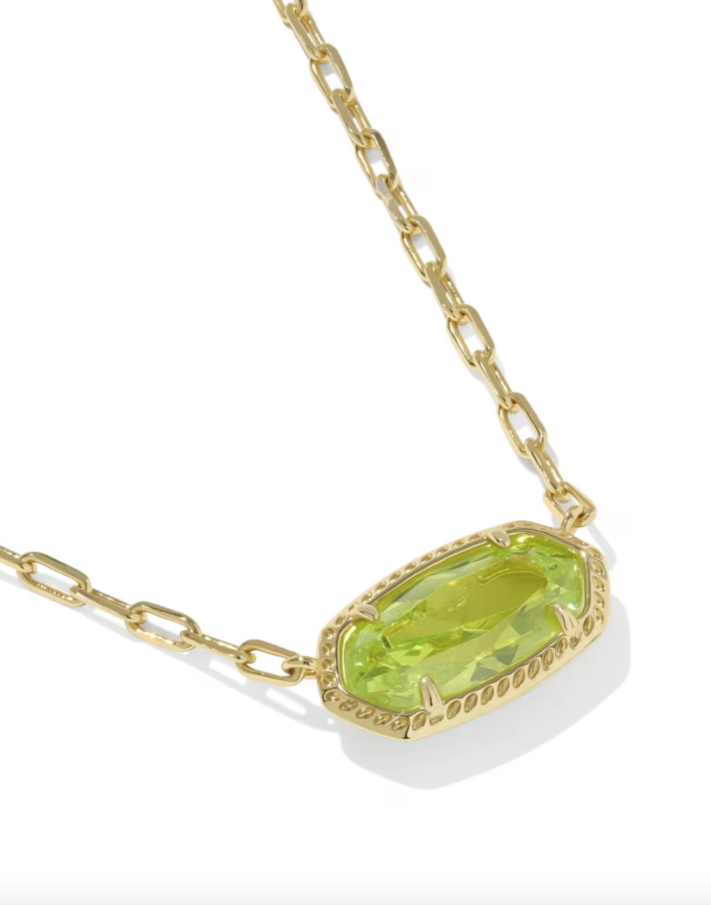 Gold Plated Elisa Luxe Pendant Necklace in Light Green CZ by Kendra Scott