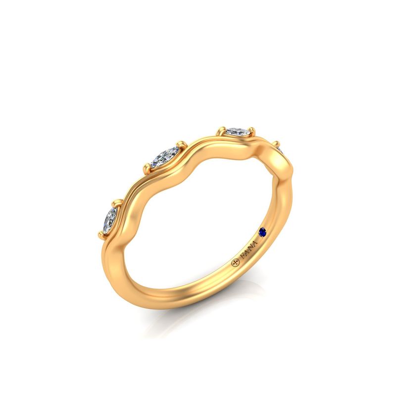 14K YG Marquise Diamond Ripple Band by Fana