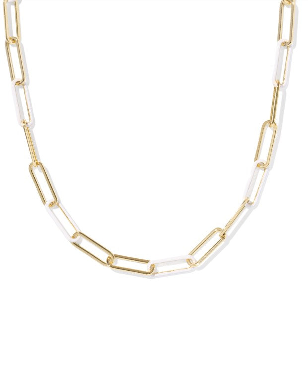Ainley Gold Plated Convertible Chain Necklace in White Enamel by Kendra Scott