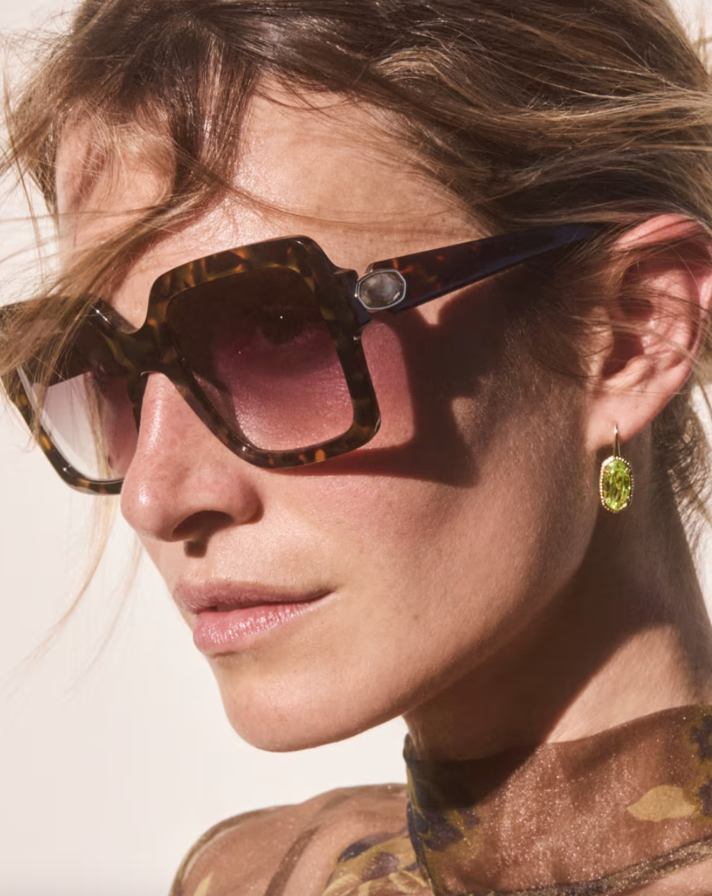 Gold Plated Lee Drop Earrings in Light Green CZ by Kendra Scott Main image