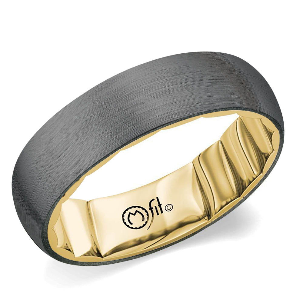 14K YG & Grey Tantalum Sandpaper Finish Men's Band by M-Fit Main image
