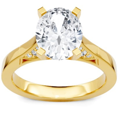 14K YG Oval 1/10cttw Diamond Milgrain Accent Solitaire Semi-Mount by Imagine Bridal Secondary image