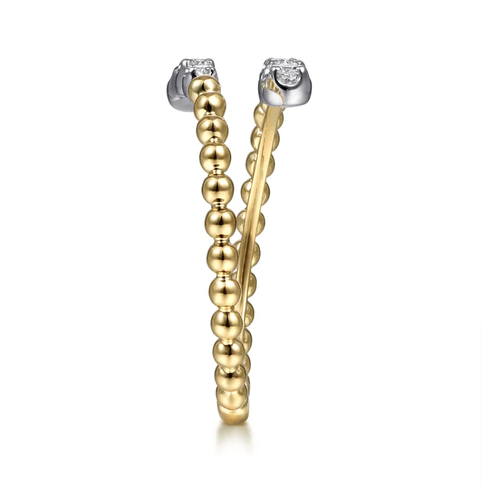 14K Two-Tone Bujukan Beaded Bypass Ring by Gabriel NY Secondary image
