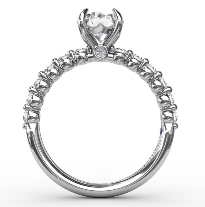 14K WG Round Shared Prong Diamond Semi-Mount by Fana