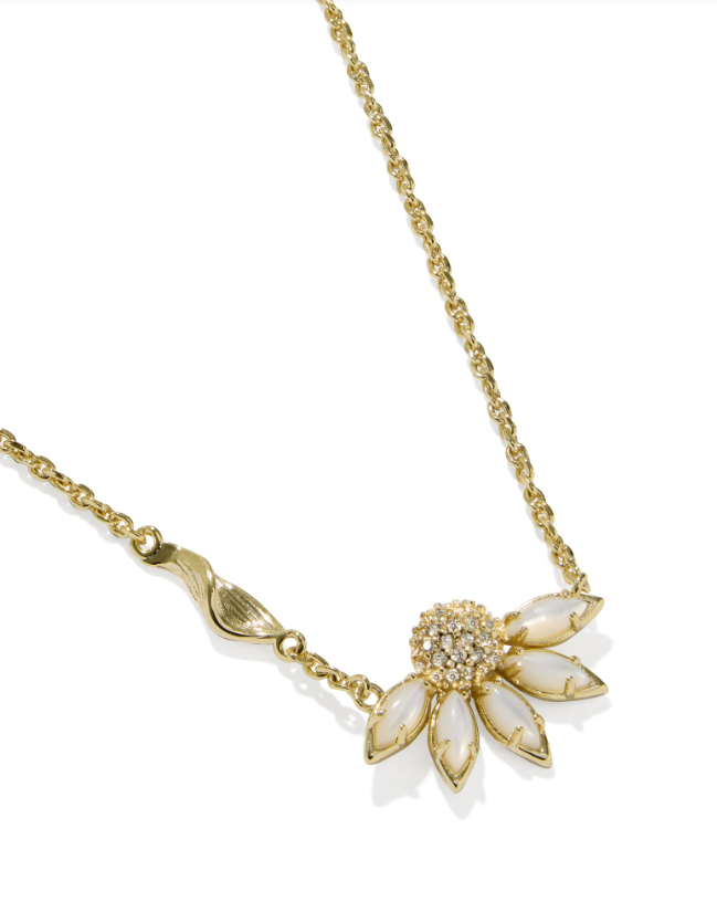 Gold Plated Anya Flower Pendant in Ivory Mix by Kendra Scott