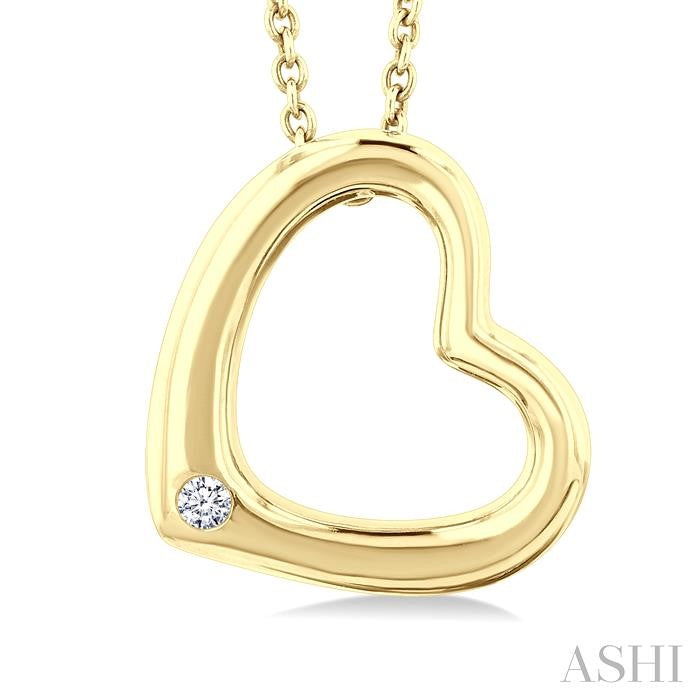Sterling Silver Gold Vermeil Diamond Open Heart Pendant Necklace