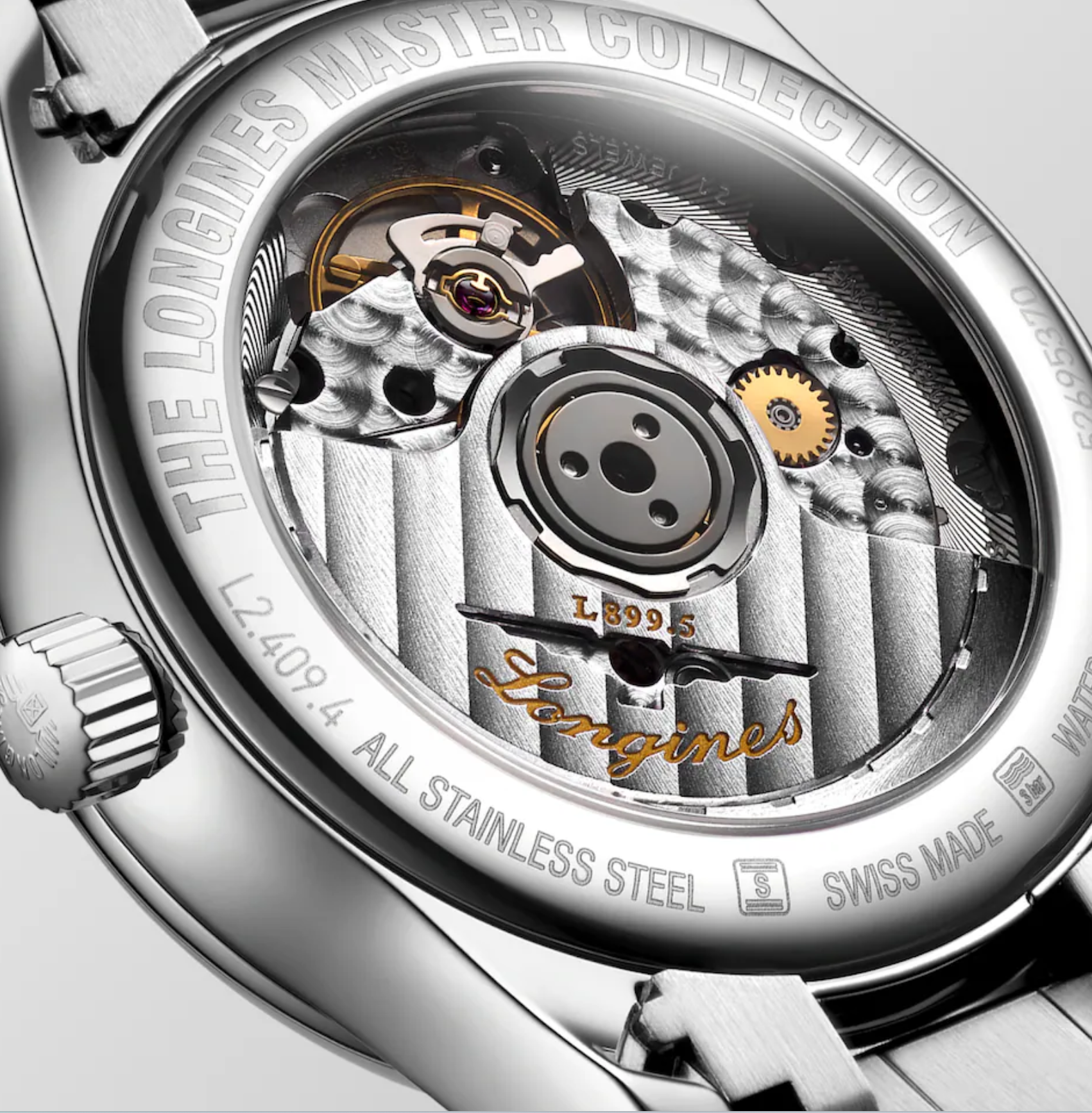 Longines Master Moonphase 34mm Watch with Mother of Pearl Dial & Diamond Markers