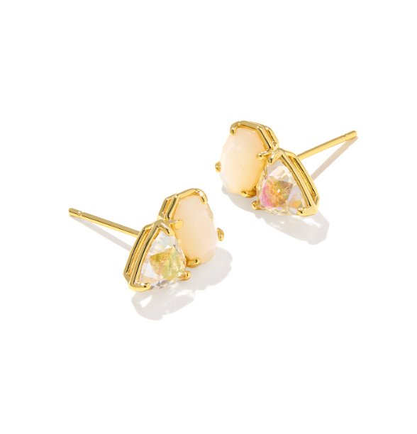 Tatum Gold Plated Stud Earrings in Neutral Mix by Kendra Scott