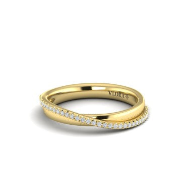 14K YG Polished & Diamond Crossover Fashion Band by VLORA Main image