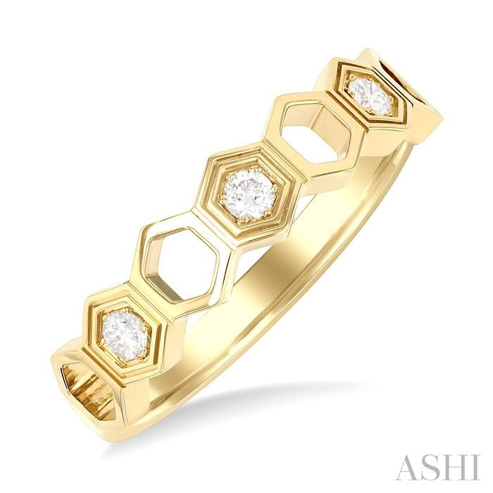 14K YG Diamond & Hexagon Motif Band