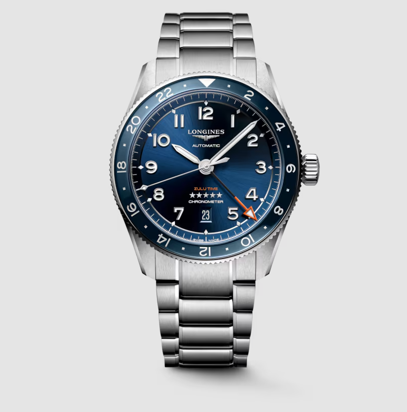 Longines Spirit Zulu Time 42mm GMT Watch with Sunray Blue Dial