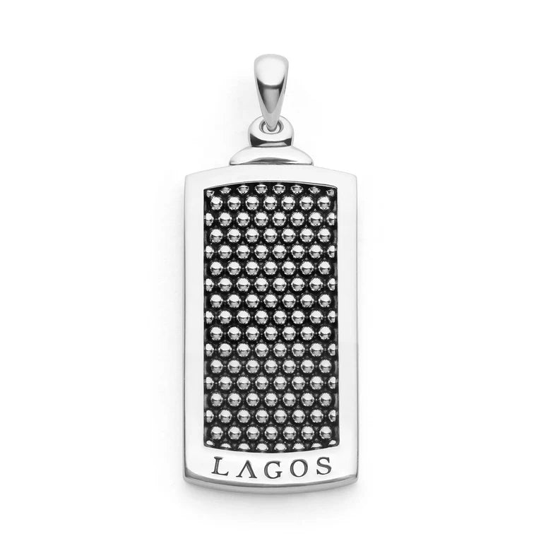 Sterling Silver Anthem Caviar Dog Tag Amulet Pendant by LAGOS
