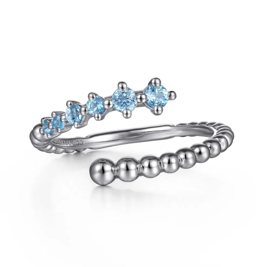 Sterling Silver Bujukan Blue Topaz Bypass Ring by Gabriel NY Main image