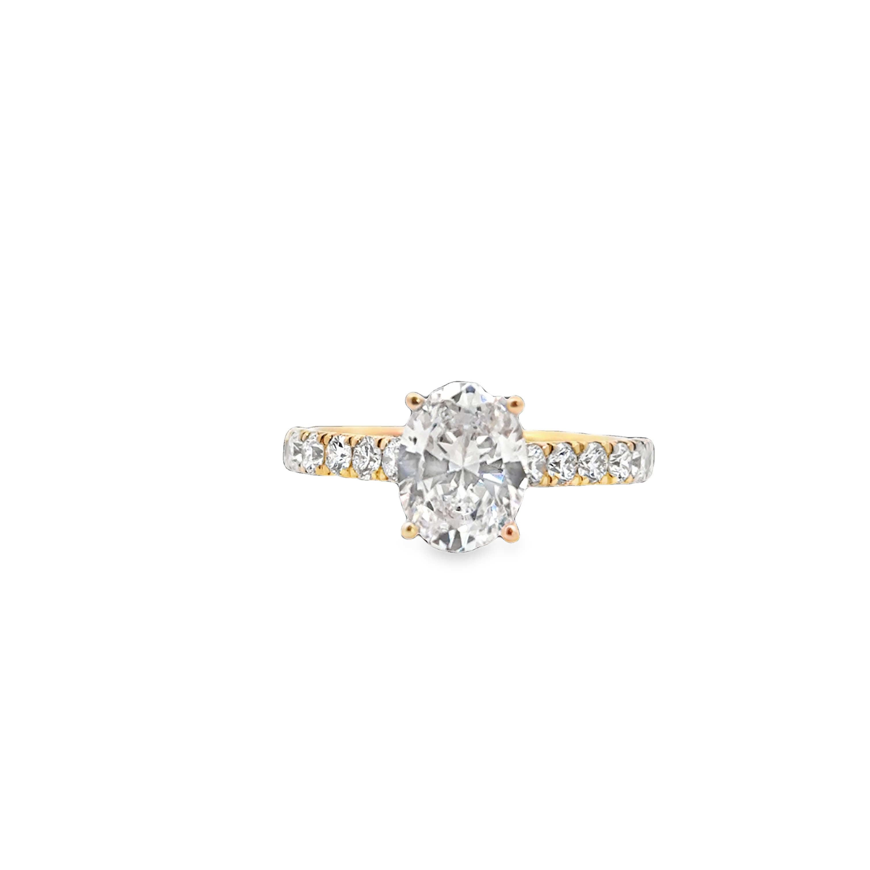 14K YG Oval French Pave Semi-Mount with Diamond Bridge Accent by Vlora Main image