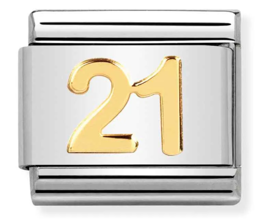 Stainless Steel & 18K Yellow Gold Number 21 Charm