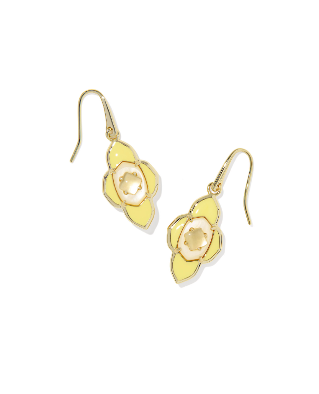 Gold Plated Abbie Medallion Small Drop Earrings in Yellow Mix by Kendra Scott Secondary image
