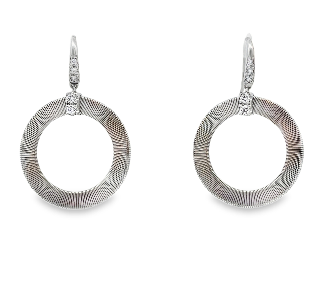 18K WG Masai Open Circle Dangle Earrings with Diamond Accents by Marco Bicego Main image