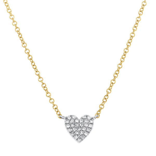 14K Two-Tone Diamond Pave Heart Pendant Necklace