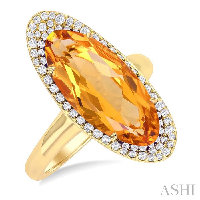 14K YG Oval Citrine & Diamond Halo Fashion Ring Main image