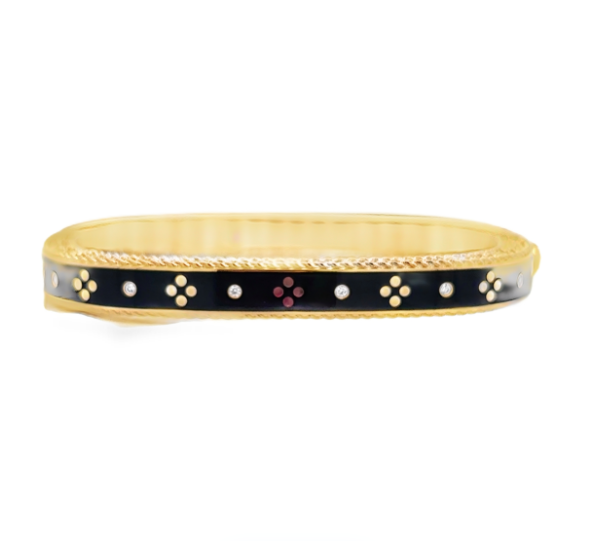 18K YG Diamond & Black Enamel Venetian Princess Bangle by Roberto Coin Secondary image