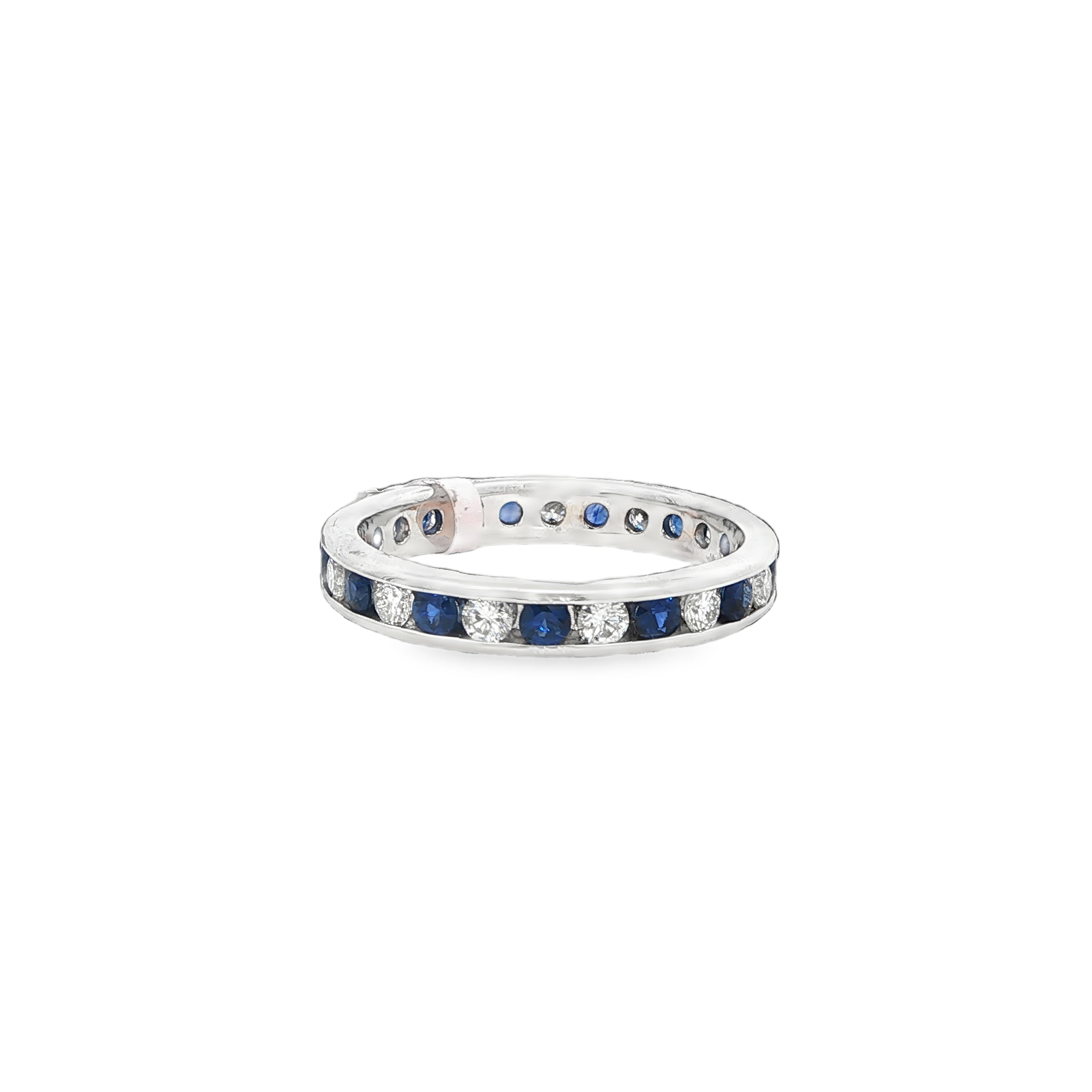18K WG Round Diamond and Sapphire Channel Eternity Band 13 rd dia=1/2cttw 13 rd sapph