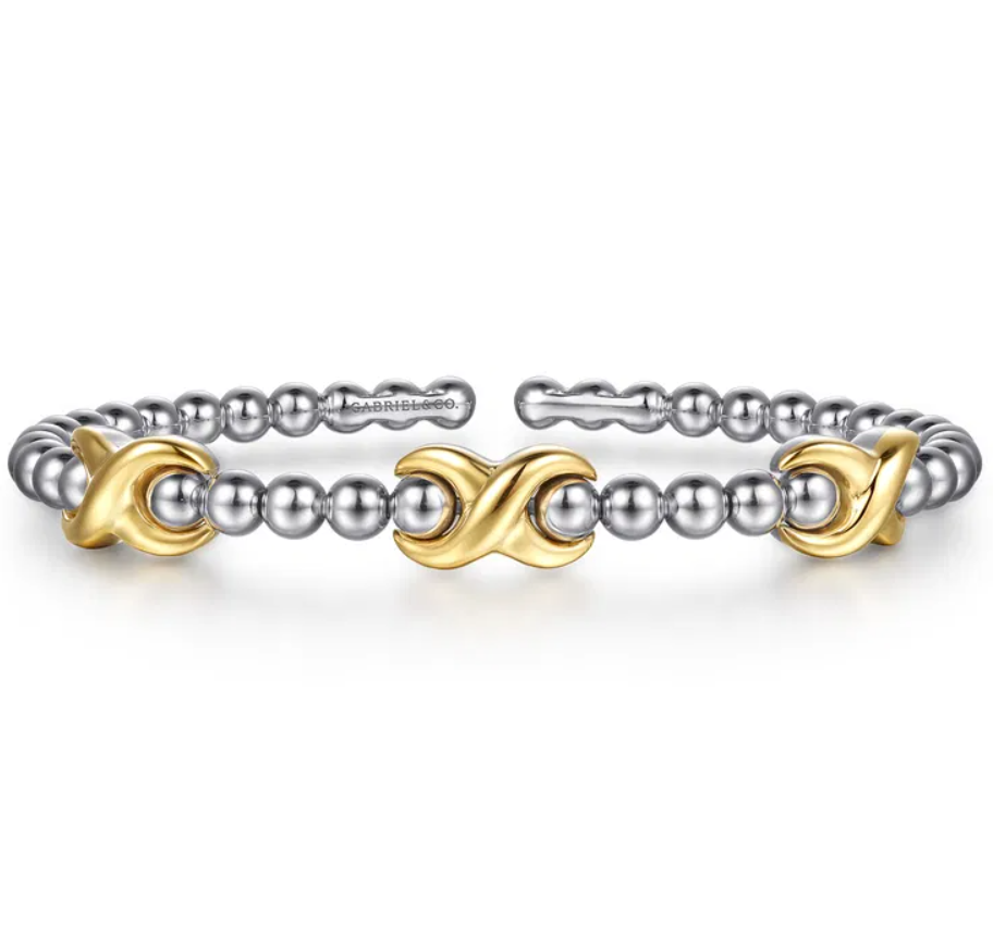Sterling Silver/14K Bujukan X Station Bangle by Gabriel NY